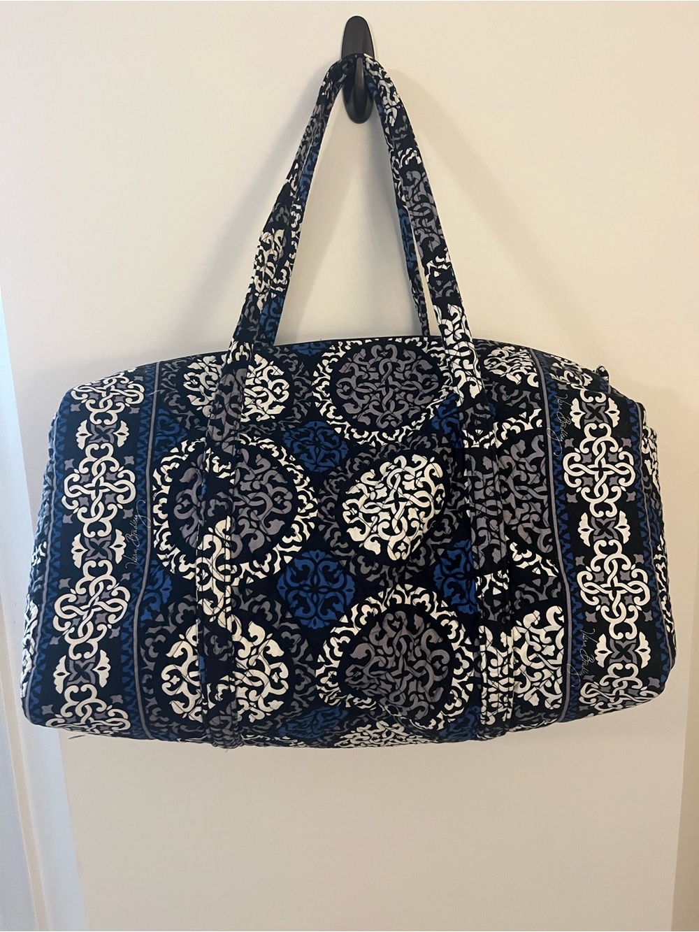 Vera Bradley Quilted Navy, White & Gray Patterned Travel Bag